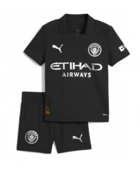 Billige Fotballdrakt Manchester City Replika Bortedraktsett Barn 2025-26 Kortermet (med bukser)